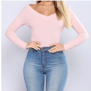 NWOT baby pink off the shoulder top